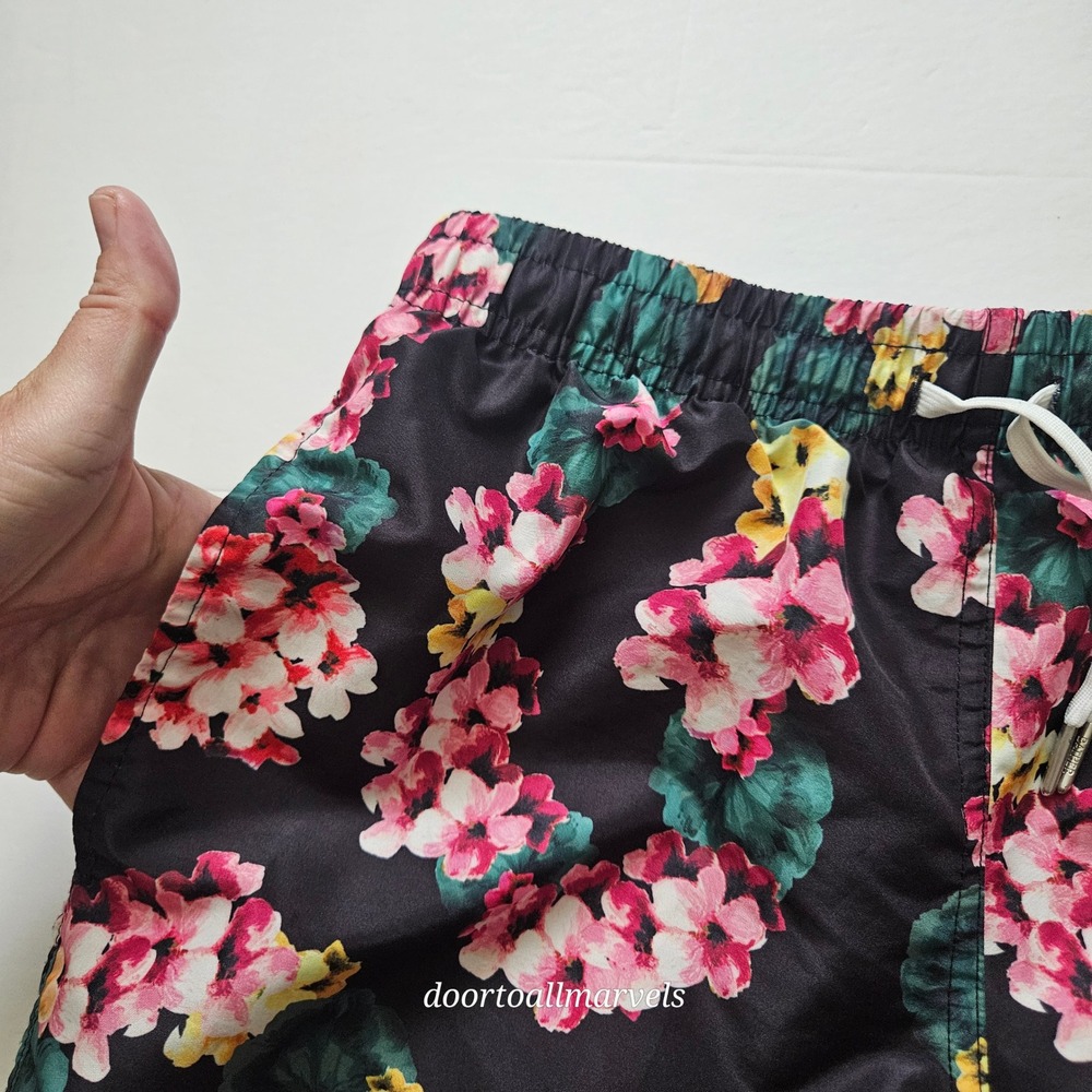 Bather Men's M Tropical Drawstring Pull On Swim Trunks Mesh Lined Shorts - Picture 3 of 8